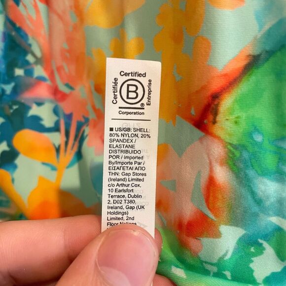 Athleta Girl Mock Neck Rashguard Top Anti-UV Floral Swim Suit L 12 Bathing Surf - Picture 7 of 11